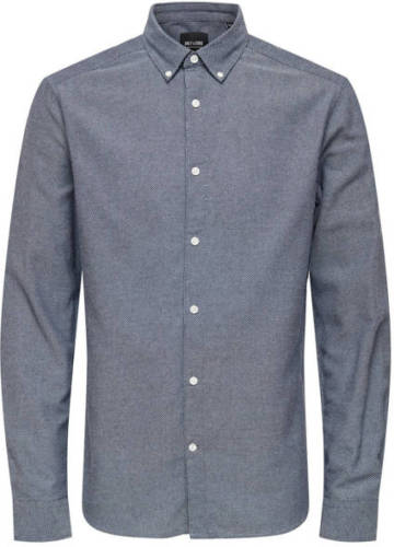 ONLY & SONS gemêleerd slim fit overhemd ONSTAR donkerblauw