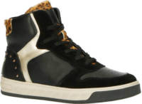 HIP H1249 leren sneakers met panterprint zwart