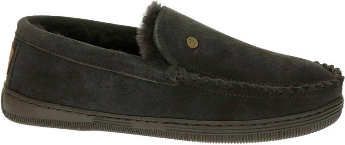 Warmbat Australia Grizzly suède pantoffels donkerbruin