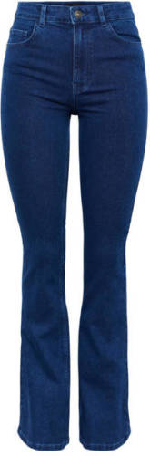 PIECES high waist flared jeans dark blue denim