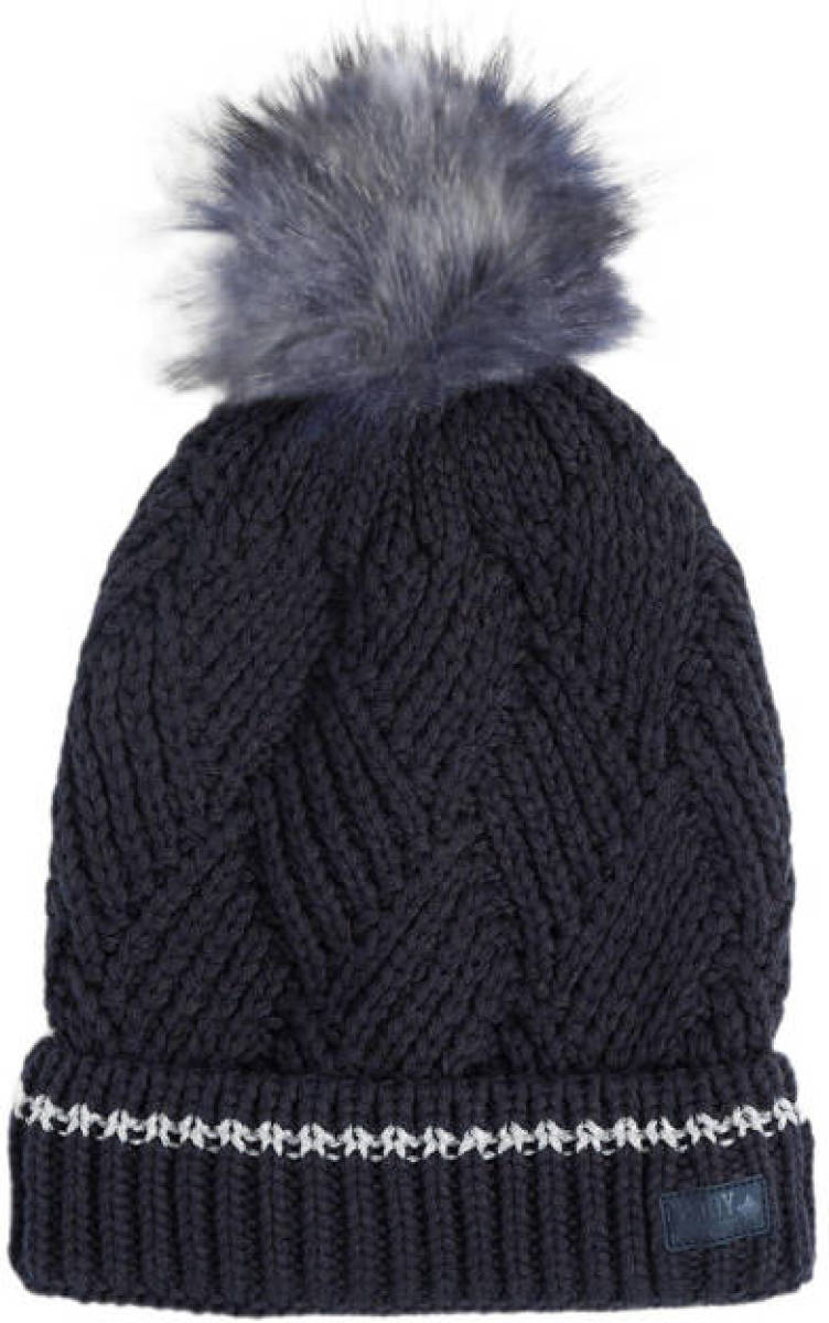 WE Fashion gebreide muts donkerblauw