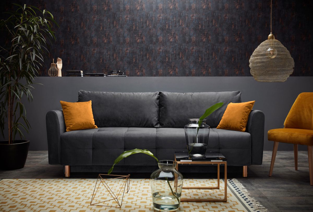 INOSIGN Slaapbank Nordic metallic met binnenvering en metalen poten, stiksels op de zitting