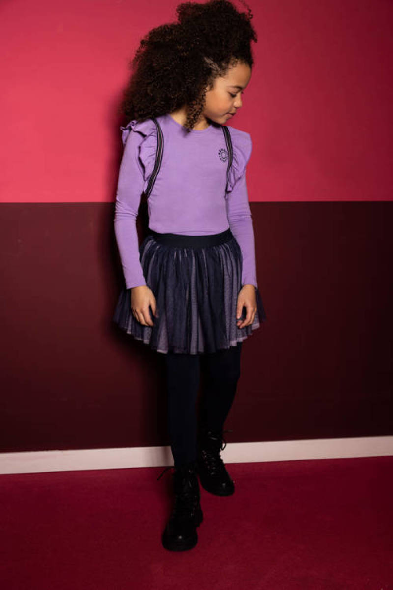 B.Nosy longsleeve met logo en ruches paars
