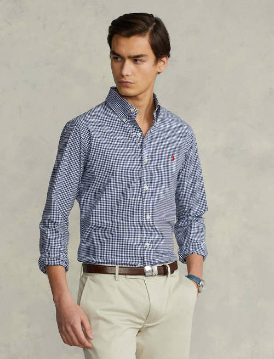 Polo ralph lauren gestreept regular fit overhemd navy/white