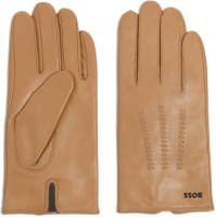 BOSS leren handschoenen met logo beige