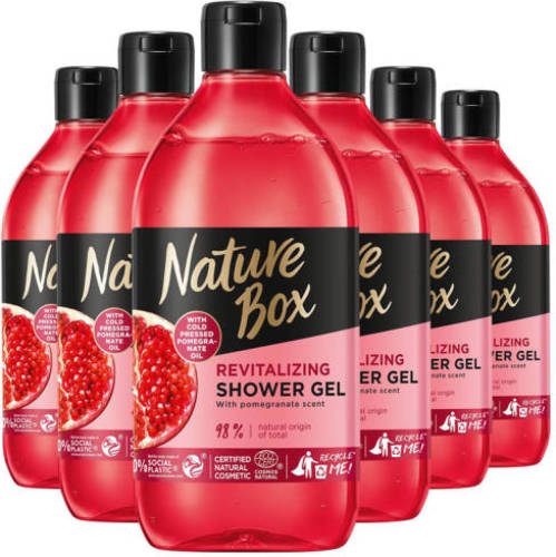 Nature Box Pomegranate douchegel - 6 x 385 ml - voordeelverpakking
