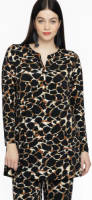 Yoek top met dierenprint bruin/zwart/wit