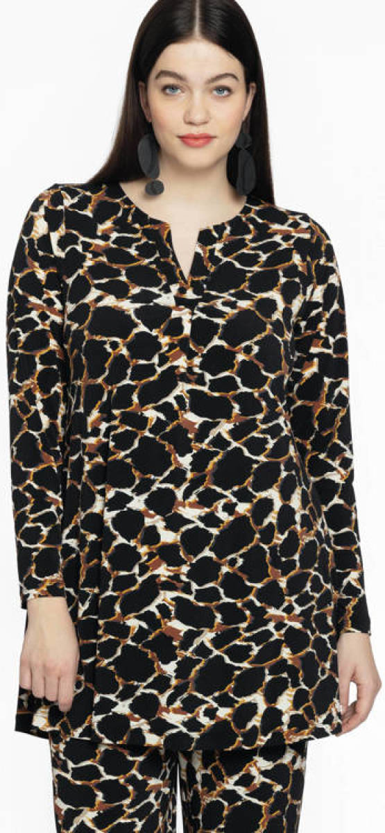 Yoek top met dierenprint bruin/zwart/wit