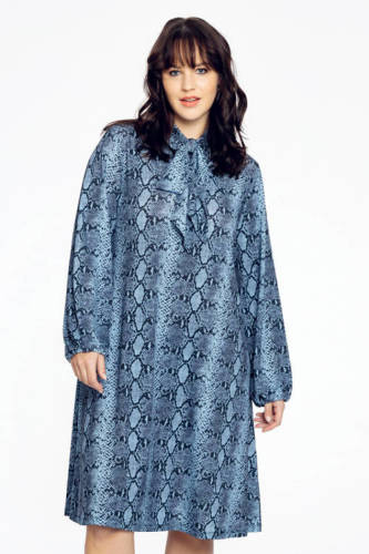Yoek A-lijn jurk met dierenprint blauw