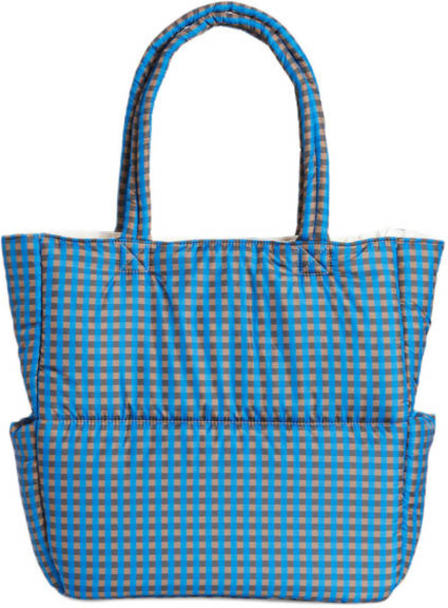 VILA geruite shopper VICHARLOT blauw