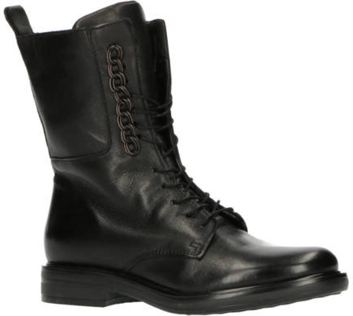Mjus Foderpet leren enkelboots zwart