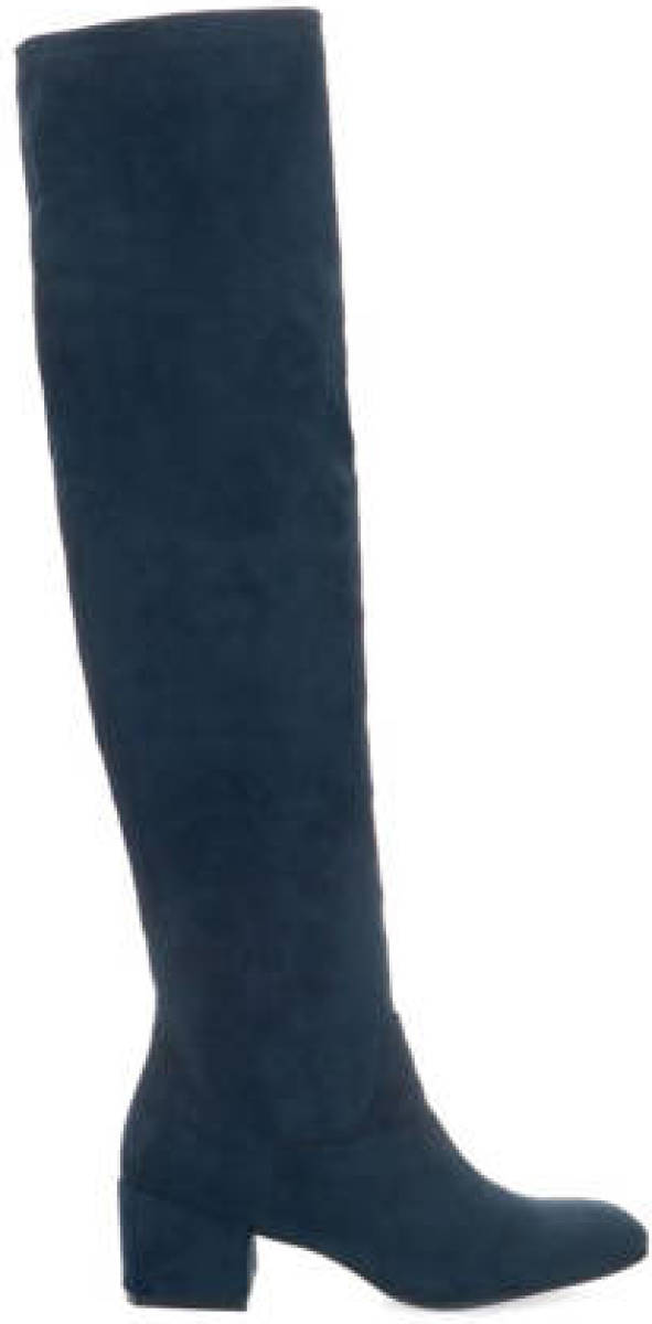 Manfield stretch overknee laarzen donkerblauw