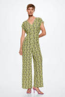 Mango jumpsuit met grafische print groen/geel/bruin