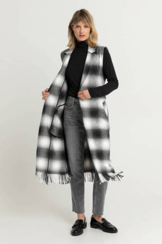 Expresso geruit gilet zwart/wit