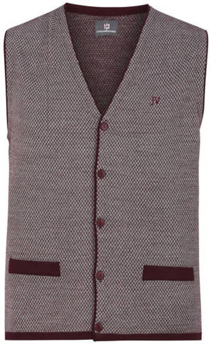 Jan Vanderstorm gemêleerd gilet TANE Plus Size met wol donkerrood
