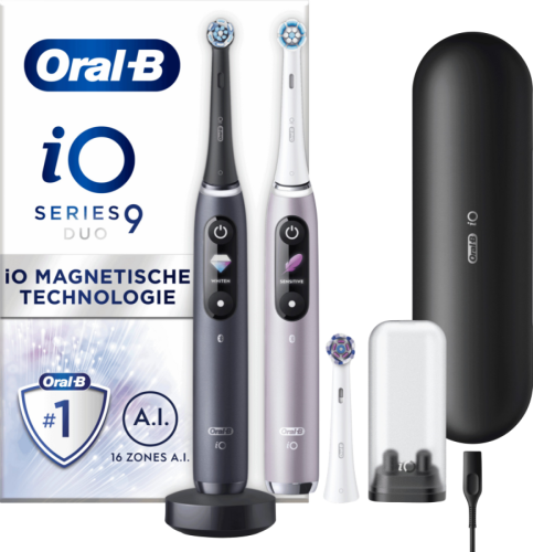 Oral-B iO 9n Rozenkwarts en Onyx Zwart Duo Pack Speciale Editie