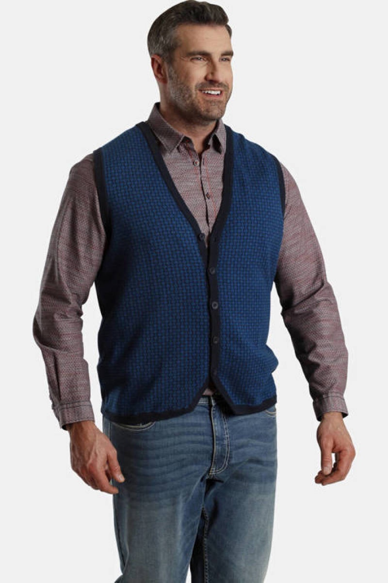 Charles Colby gilet DUKE KALMAN Plus Size blauw