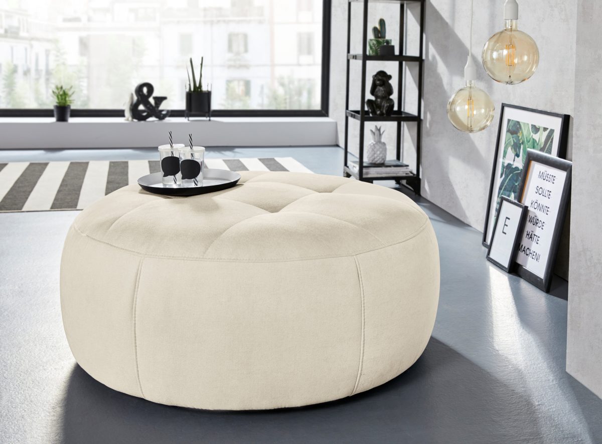INOSIGN Hocker Lounis Ronde hocker in 2 afmetingen, "soft clean" voor het gemakkelijk reinigen met water