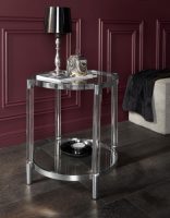 Leonique Bijzettafeltje Ceadda met metalen poten en een glazen blad, in 2 kleuren, breedte 61 cm