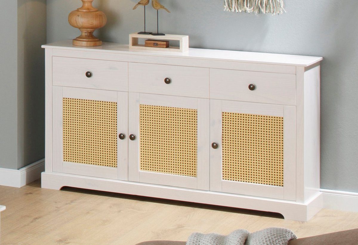 Home affaire Dressoir LINDA van mooi massief grenenhout, met chique metalen handgrepen