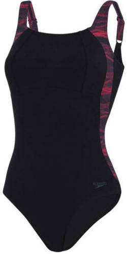Speedo corrigerend badpak Lunalustre zwart/rood