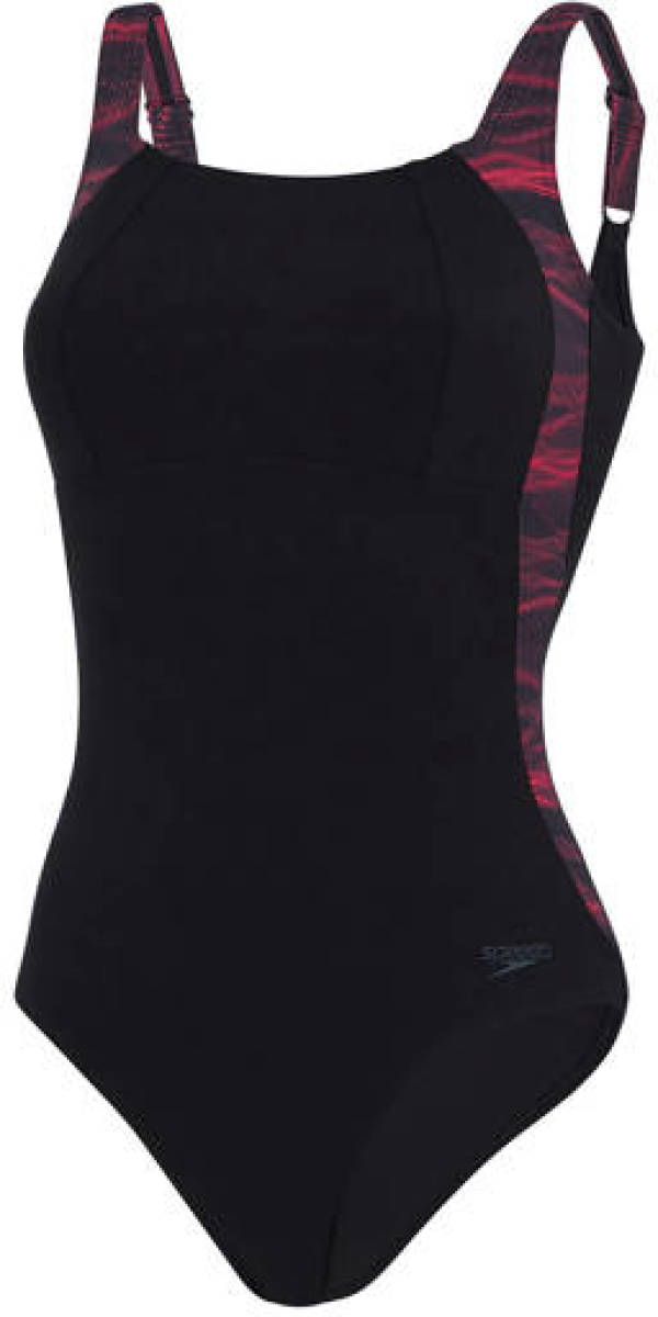 Speedo corrigerend badpak Lunalustre zwart/rood