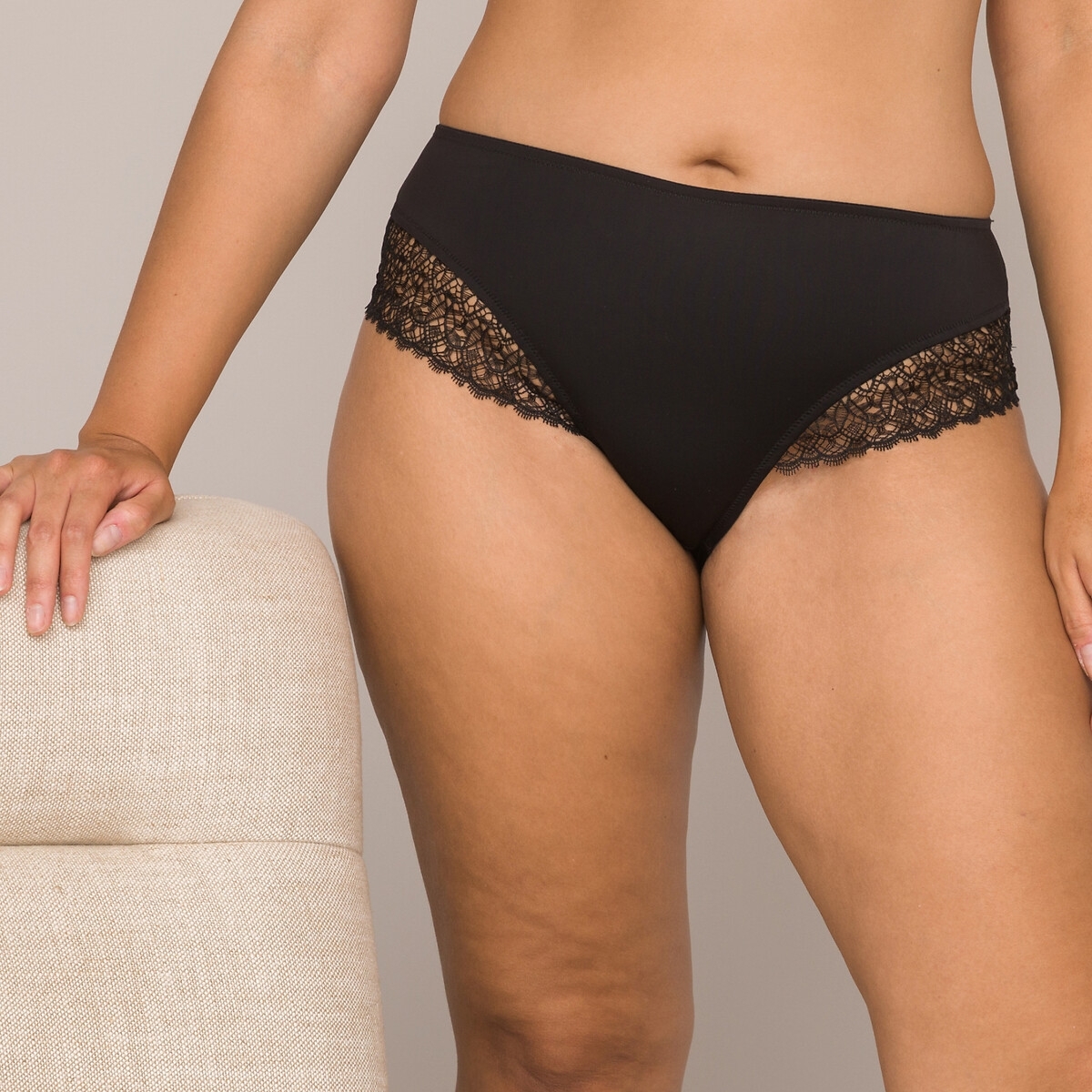 La Redoute Collections Slip in microvezel en guipurekant
