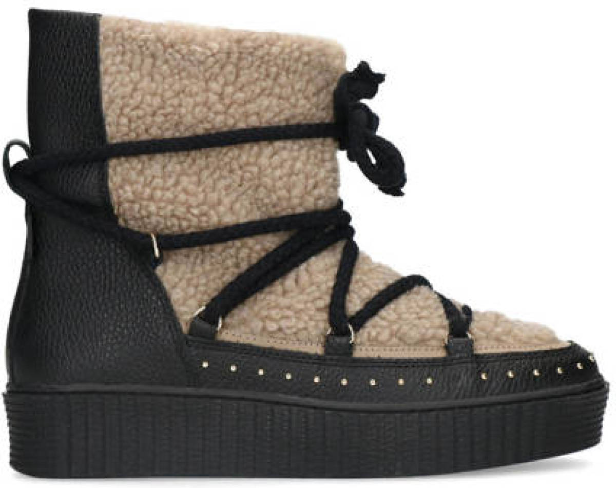 Manfield leren snowboots zwart/beige