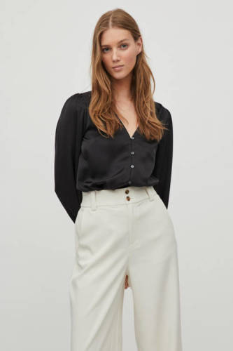 VILA top VIELLETTE van gerecycled polyester zwart