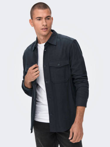 ONLY & SONS flanellen regular fit overshirt ONSMILO dark navy