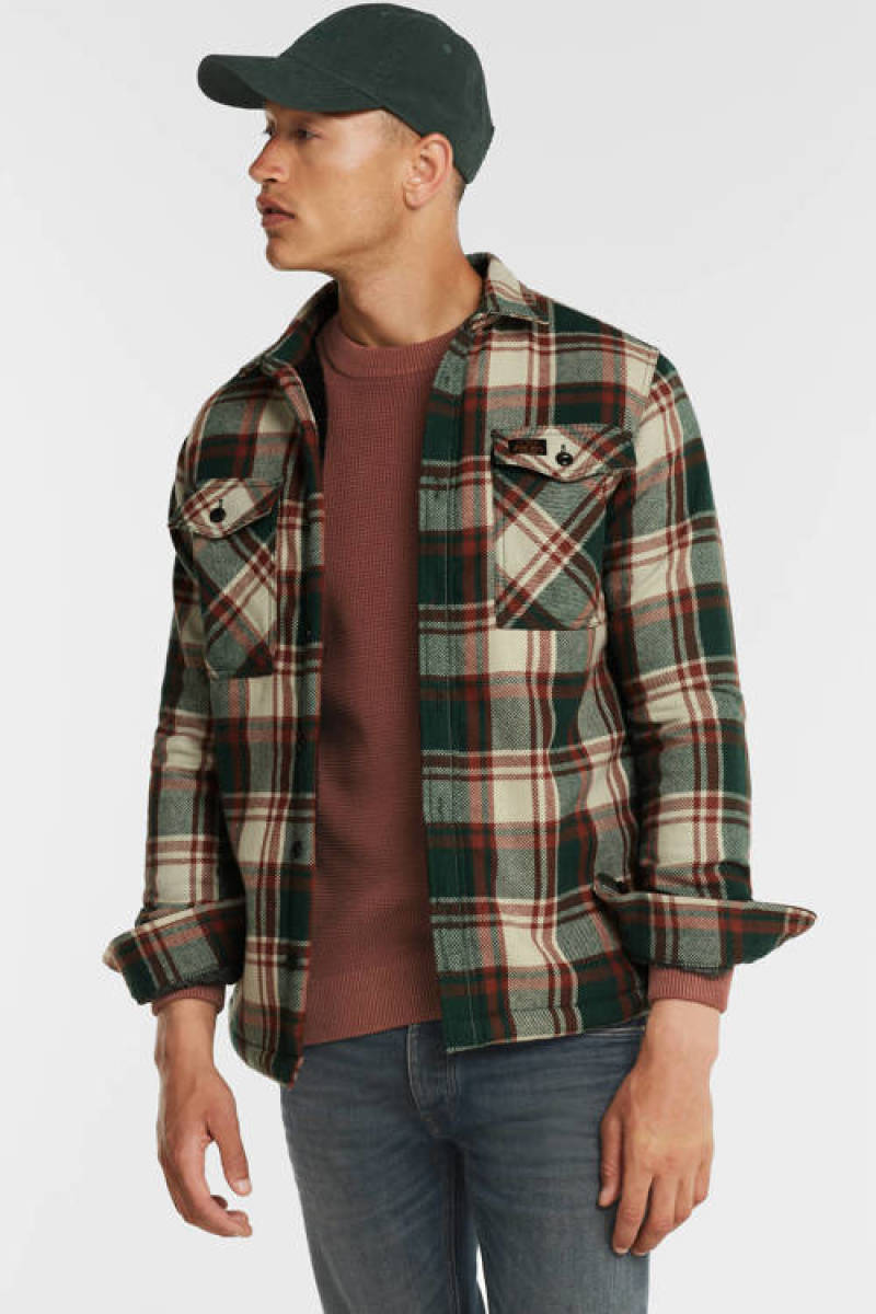 Superdry geruit regular fit overhemd VINTAGE MILLER met wol angus check green