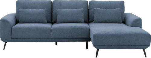 Goossens Excellent Hoekbank Princess - Elektrisch Uitschuifbaar blauw, stof, 2,5-zits, elegant chic met chaise longue rechts