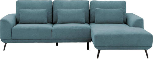 Goossens Excellent Hoekbank Princess - Elektrisch Uitschuifbaar blauw, stof, 3-zits, elegant chic met chaise longue rechts