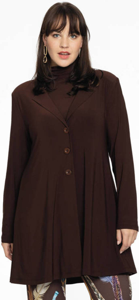 Yoek blazer met plooien donkerbruin
