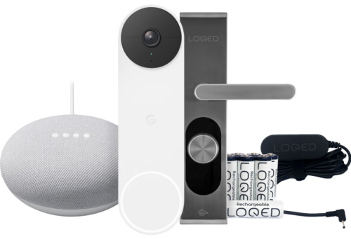 Google Nest Doorbell + Nest Mini + LOQED Touch Smart Lock + LOQED Power Kit