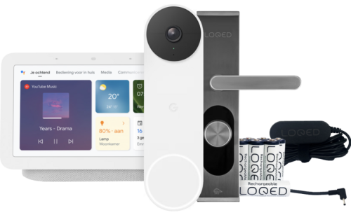 Google Nest Doorbell + Nest Hub + LOQED Touch Smart Lock + LOQD Power Kit