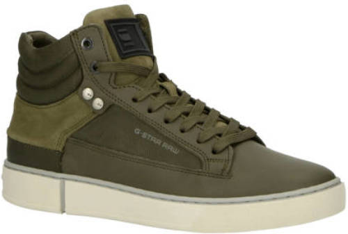 G-star Raw RAVOND MID BSC DNM Bsc leren sneakers olijfgroen