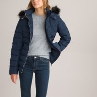 La Redoute Collections Korte donsjas met kap en ceintuur