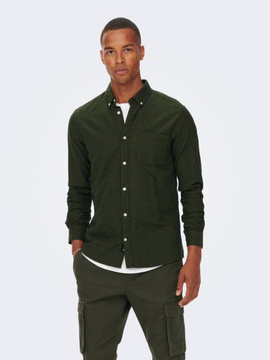 ONLY & SONS gemêleerd slim fit overhemd ONSNIKO rosin