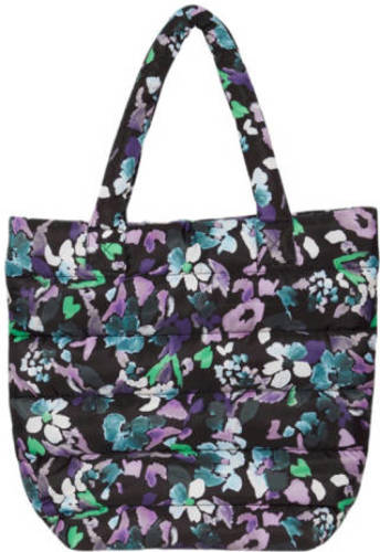 ICHI shopper IATESS met bloemenprint zwart