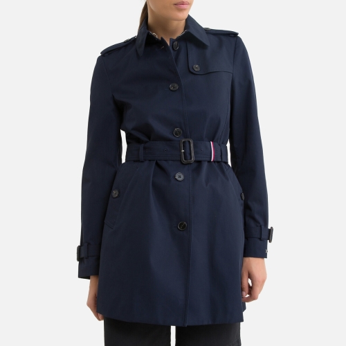 Tommy hilfiger Halflange trenchcoat, knoopsluiting, tussenseizoen