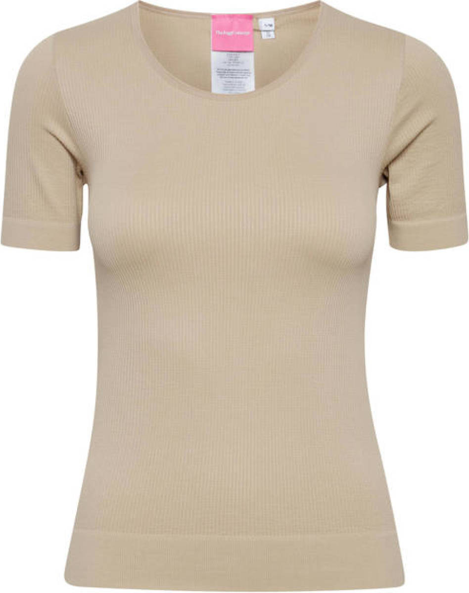 TheJoggConcept T-shirt rib gebreid beige