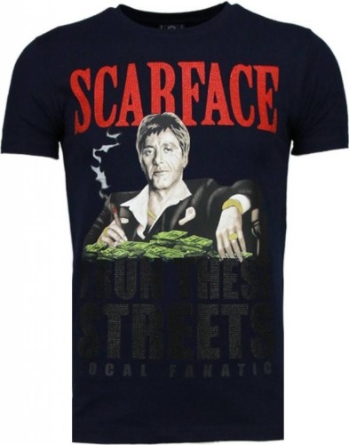 T-shirt Korte Mouw Local Fanatic  Scarface Boss Rhinestone