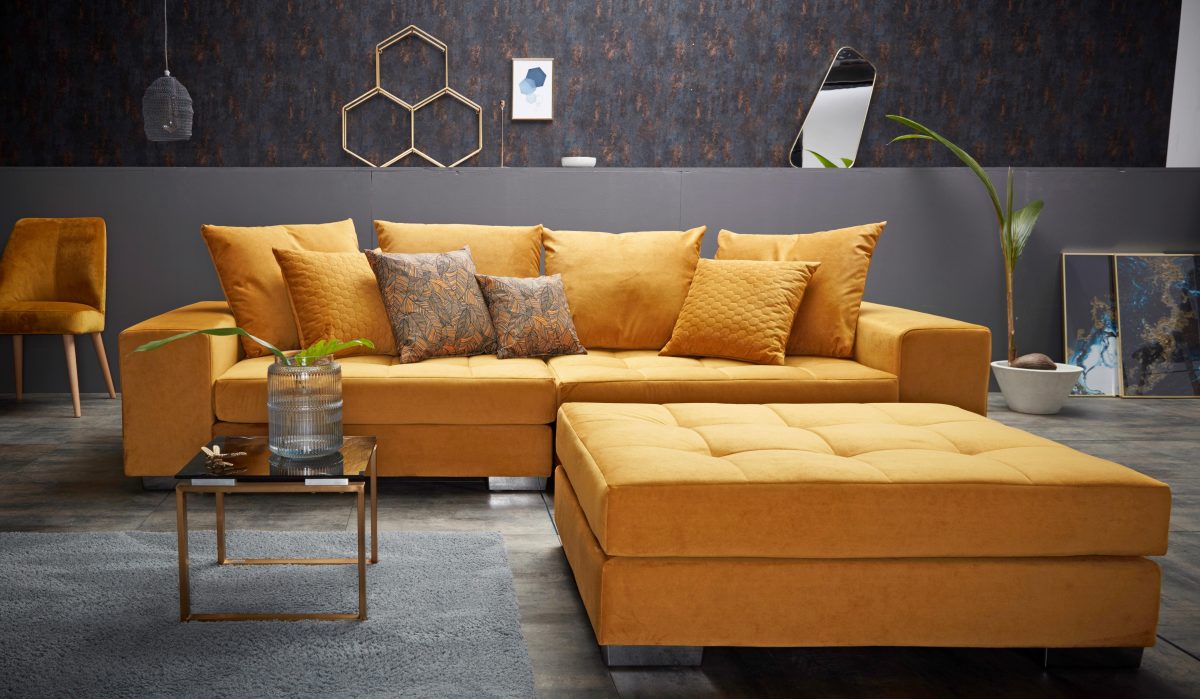 INOSIGN Hocker Vale met binnenvering en stiksels op de zitting