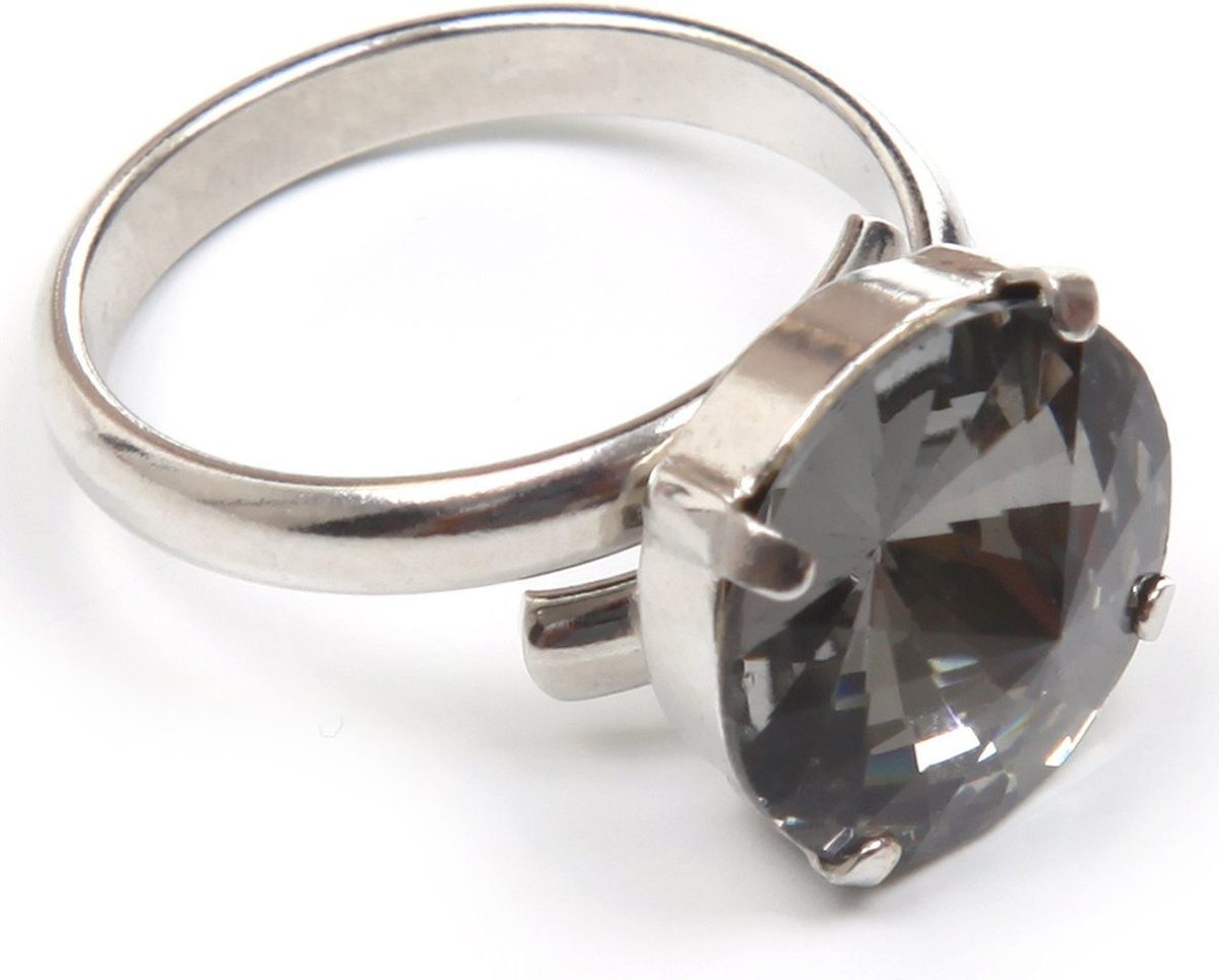 J.Jayz Ring Koninklijk, helder, klassiek, rond met glassteen - made in germany