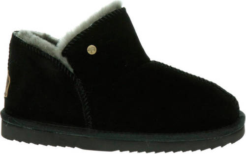 Warmbat Australia gevoerde suède pantoffels zwart