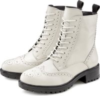 Lascana Laarsjes Boots van leer met vetersluiting en ritssluiting