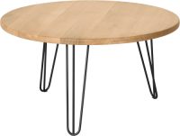OTTO products Salontafel LENNARD van massief geolied wildeiken, met veganistische en gecertificeerde bio-olie behandeld, rond tafelblad, met metalen hairpin-frame