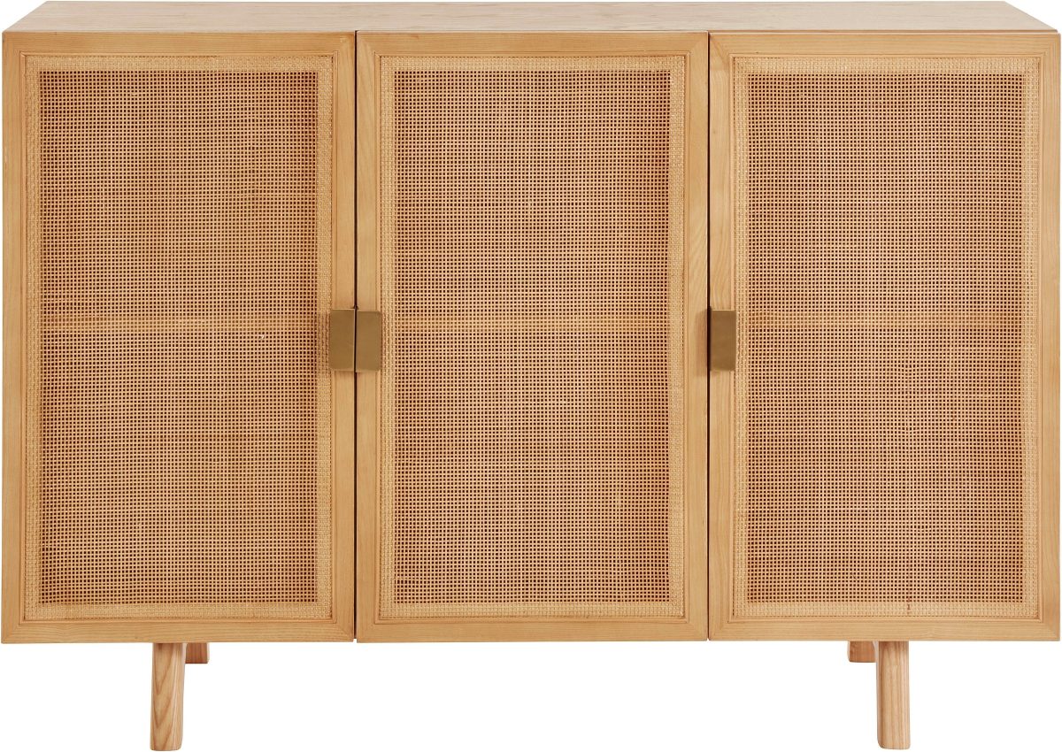 LeGer Home by Lena Gercke Dressoir Lina Met rotan inzet, 4 binnenvakken, gedeeltelijk massief