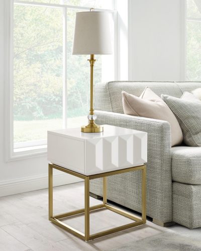 Leonique Bijzettafeltje Alais in 3d-look, met goudkleurig metalen frame, ook geschikt als nachtkastje